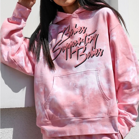 Brunette the Label x Juicy Couture. Step Sister Hoodie. Size S/M. Pink tie-dye. - Picture 6 of 6